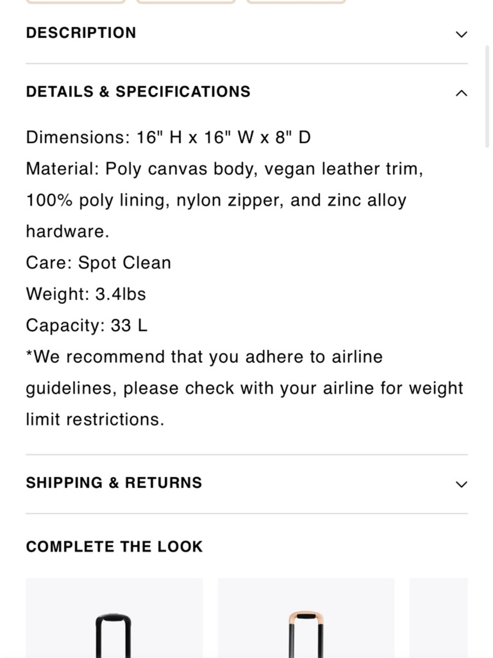 BEIS Black Mini Weekender Tote - Picture 5 of 5